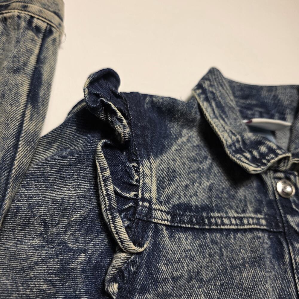 Vintage Little Lass Girl's Denim Snap Jacket Size 6X Ruffles Embroidered 90's - Picture 5 of 9